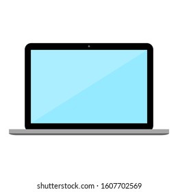 laptop computer with blank glossy blue screen isolated on white background. vector illustration 
