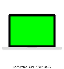 laptop computer with blank green screen isolated on white background. vector illustration