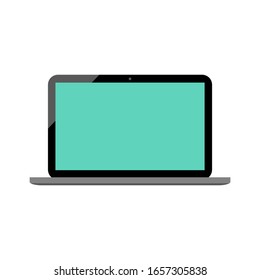 ordenador portátil con pantalla verde en blanco aislado en fondo blanco. ilustración vectorial