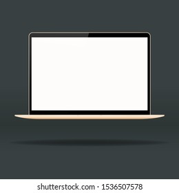 Laptop computer with blank screen. Computer display mockup. Realistic laptop computer mockup. Vector illustration.