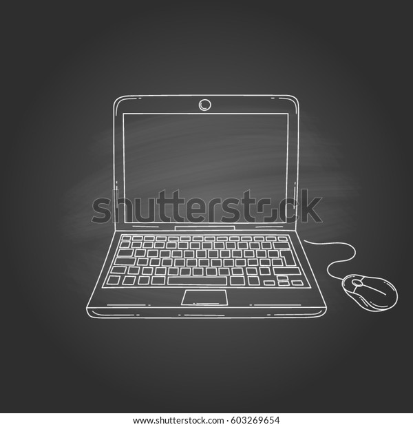 Laptop Computer Blank Screen Front View Stock Vector Royalty Free 603269654 5074