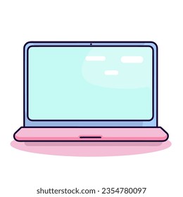 Laptop Computer with Blank Screen Illustration