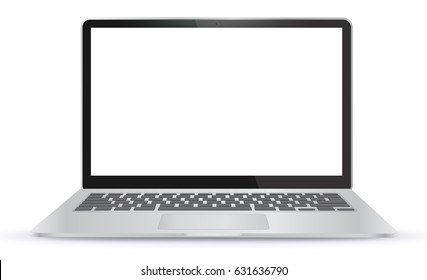 Laptop Computer With Blank Screen Isolated On White Background
