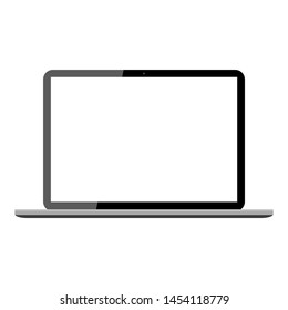 laptop computer with blank white screen display isolated on white background. vector illustration