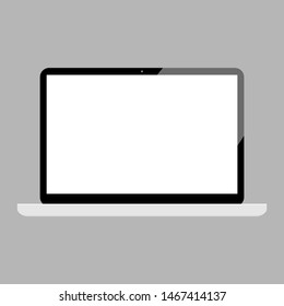 laptop computer with blank white screen isolated on grey background. vector illustration