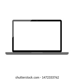 laptop computer with blank white screen isolated on white background. vector illustration