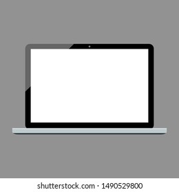 laptop computer with blank white screen isolated on grey background. vector illustration
