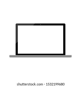 laptop computer with blank white screen display isolated on white background. vector illustration