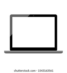 laptop computer with blank white screen isolated on white background. vector illustration 