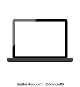 laptop computer with blank white screen isolated on white background. vector illustration