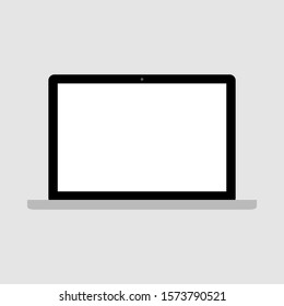 laptop computer with blank white screen isolated on grey background. vector illustration