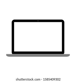 laptop computer with blank white screen isolated on white background. vector illustration 