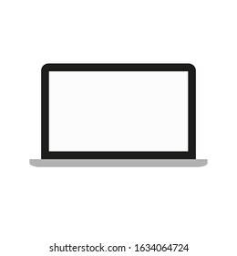 laptop computer with blank white screen isolated on grey background. vector illustration