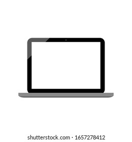 Laptop-Computer mit weißem Bildschirm einzeln auf weißem Hintergrund. Vektorillustration