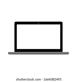 laptop computer with blank white screen isolated on white background. vector illustration  