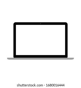 laptop computer with blank white screen isolated on white background. vector illustration