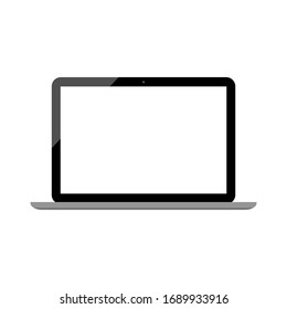 laptop computer with blank white screen isolated on white background. vector illustration