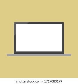 laptop computer with blank white screen isolated on yellow background. vector illustration