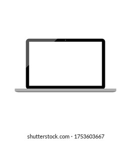laptop computer with blank white screen isolated on white background