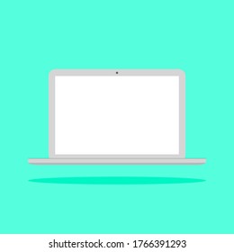 laptop computer with blank white screen isolated on green background. vector illustration