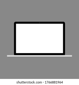 laptop computer with blank white screen isolated on grey background. vector illustration