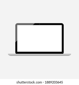 ordenador portátil con pantalla blanca en blanco aislado en fondo gris. ilustración vectorial