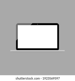 laptop computer with blank white screen isolated on grey background