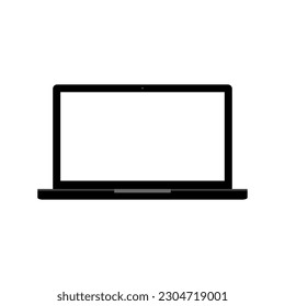 laptop computer with blank white screen isolated on white background