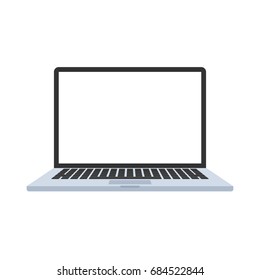 Laptop computer with blank white screen. Vector illustration isolated on white background