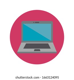 laptop computer block and flat style icon vector illustration design