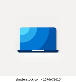 Laptop computer blue colored material design vector icon / settings menu / shop product thumbnail