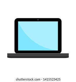 laptop computer with blue screen icon  isolated on white background. vector illustration 