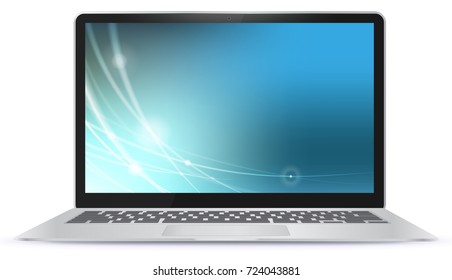 Laptop Computer With Blue Technology Screen.

