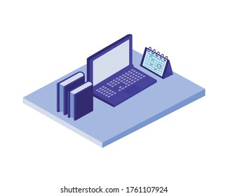 laptop computer with books icon vector illustration design