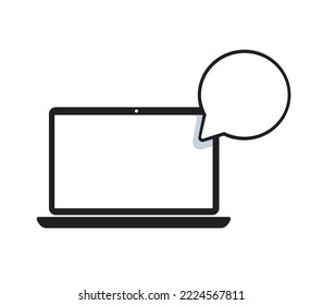 laptop computer with bubble chat	
