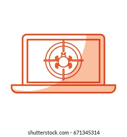 laptop computer with bug infection virus icon
