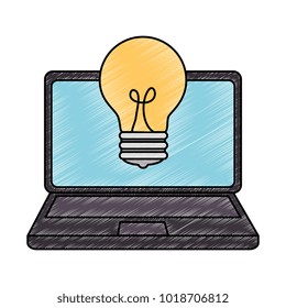 laptop computer with bulb