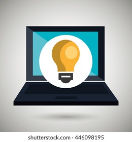 laptop computer with bulb isolated icon design, vector illustration  graphic 