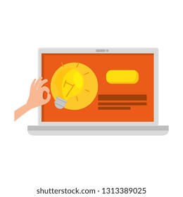 laptop computer with bulb light
