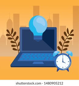 laptop computer with bulb light