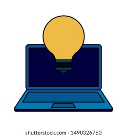 laptop computer with bulb light idea