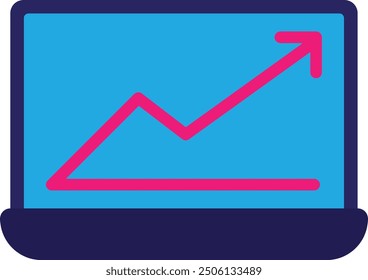 Laptop Computer Business Icon Vector Flat Illustration