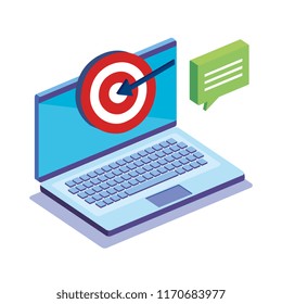 laptop computer with business icons