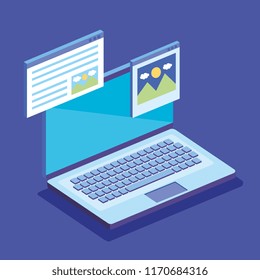 laptop computer with business icons