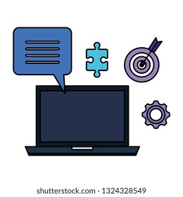 laptop computer with business icons