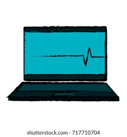laptop computer with cardiology line