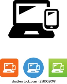 Laptop computer with cell phone icon