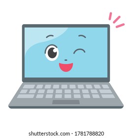 Laptop Computer Character Facing Front Illustration Stock Vector ...