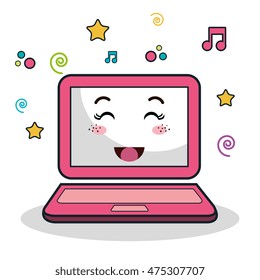 laptop computer character icon vector illustration design
