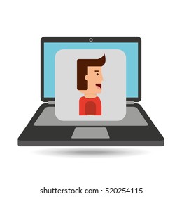 laptop computer character man design vector illustration eps 10